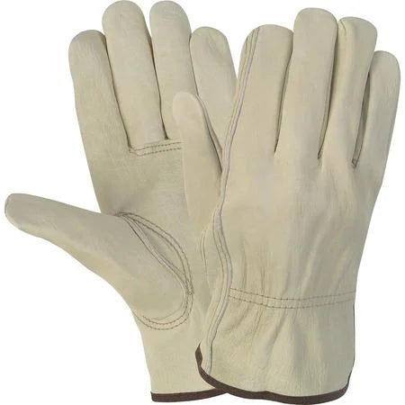 MCR Safety Durable Cowhide Leather Work Gloves Large Size Cream Du