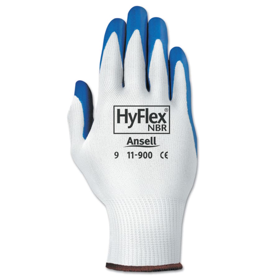 HYFLEX 11-900 ULT LGHTWGHT ASSEMB GLV- NBR Gloves, Blue/White