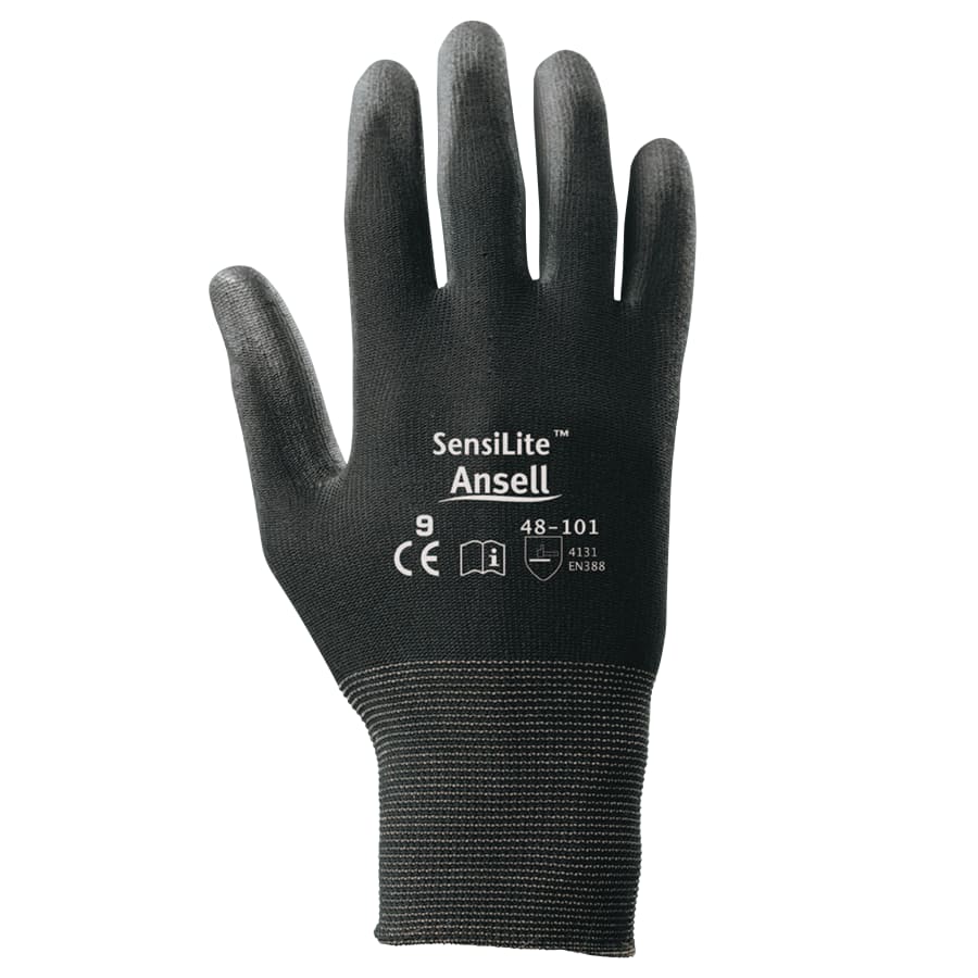 HYFLEX 48-101 BLACK NYLON LINED-48-101 Glove, Black