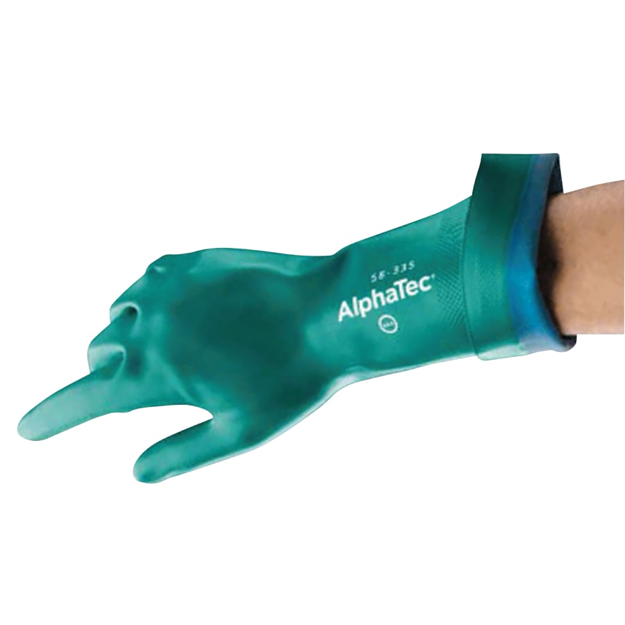 ALPHATEC 58-335 HVYDTY 31MIL NITRPALM GAUNT-58-335 AQUADRI™ Heavy-Duty Nitrile Gloves, Gauntlet Cuff, Soft Foam Lining, Green