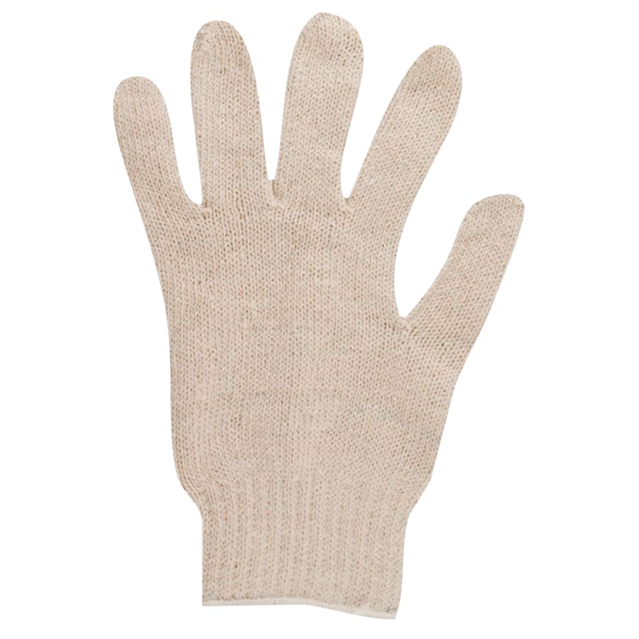 Lightweight String Knit Gloves, Size 9, Natural, 12 Pairs