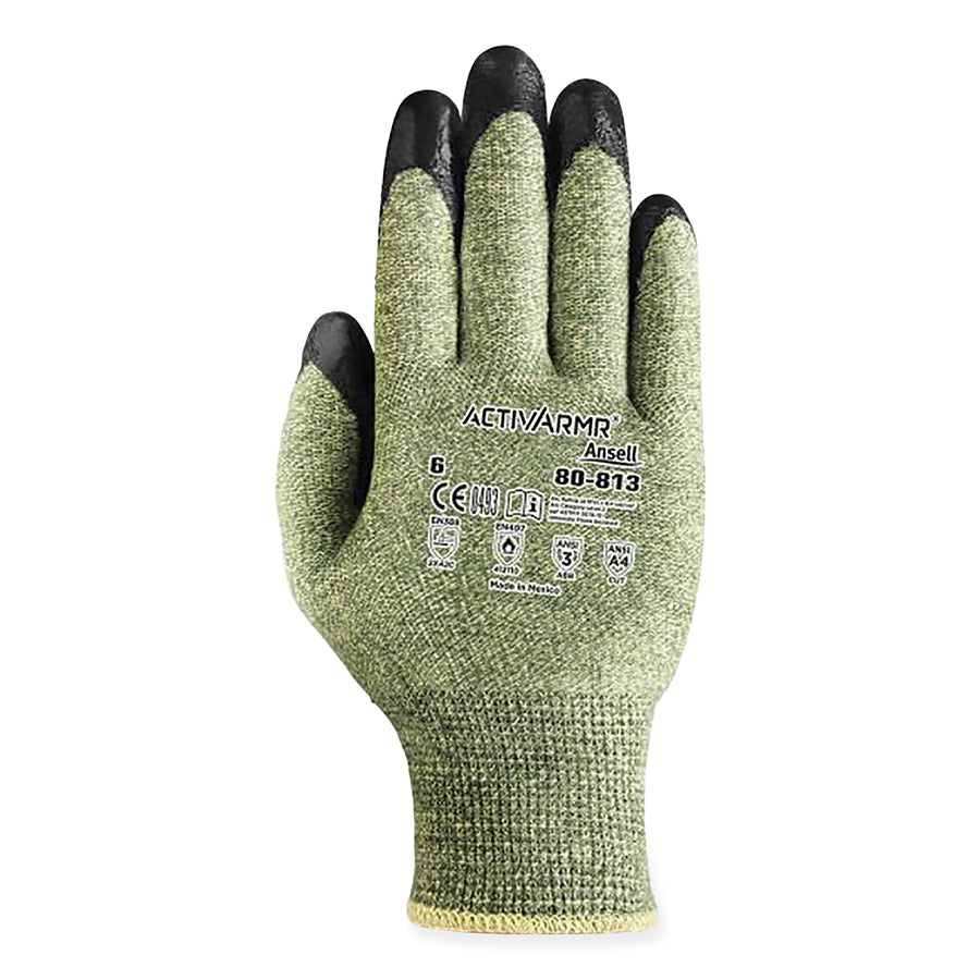 80-813 Arc Flash and Cut Resistant Gloves, Green/Black