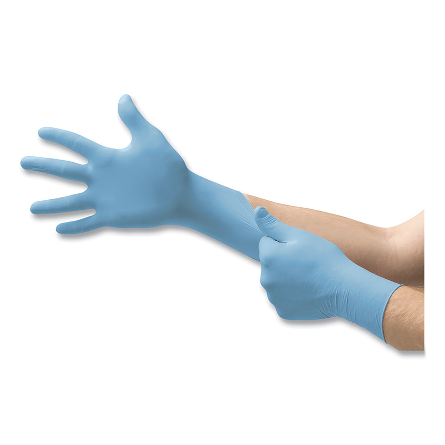 92-675 Nitrile Powder-Free Disposable Gloves, Textured Fingers, 4.3 mil Palm/5.5 mil Fingers, Blue, 1 Box