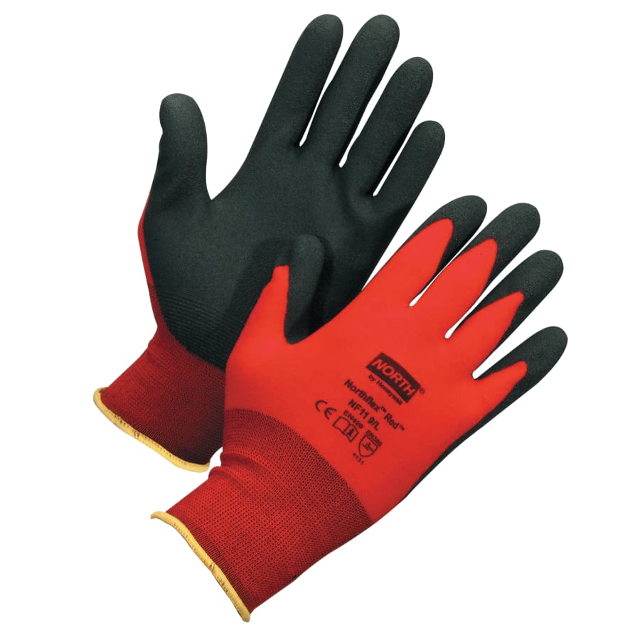 NorthFlex Red-X Gloves, Large, Black/Red, 12 Pairs