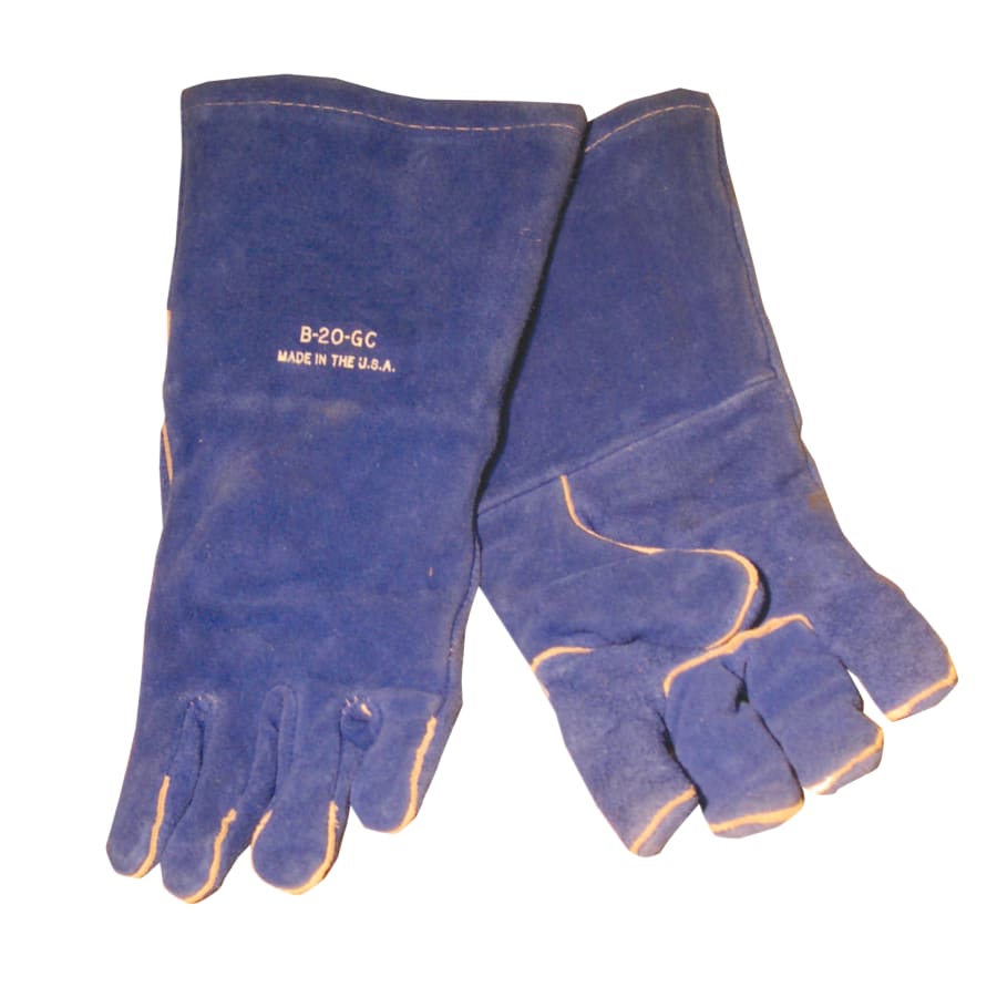 Premium Welding Gloves, Split Cowhide, Large, Blue - 1 Pair