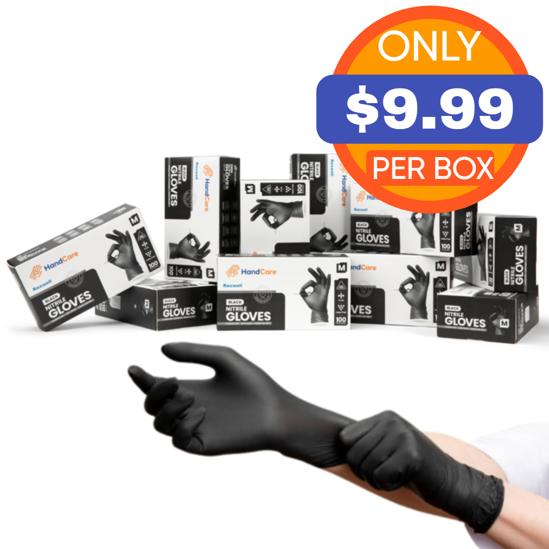 HandCare Black Nitrile Gloves - Exam Grade, Powder Free (6 Mil)