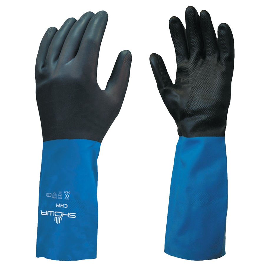 DISP ISTANT- NEOPRENE-OVER-NATURAL RUB DZ12 -  CHM Series Gloves, Black/Blue