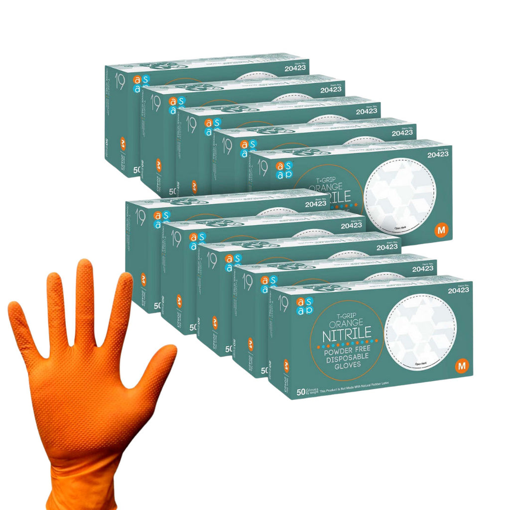 Max-Grip X-Large Nitrile Exam Gloves, 7 mil, Orange, 50/Box, 10