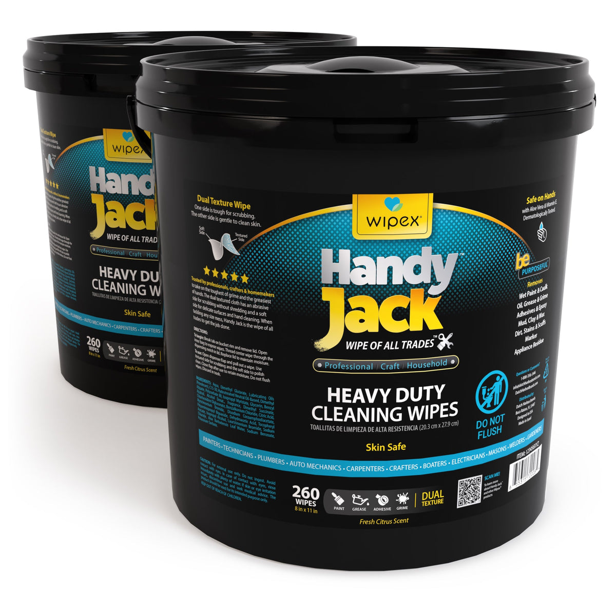 Wipex® Handy Jack® Heavy Duty Cleaning Wipes 260ct | Bulk Value Bucket