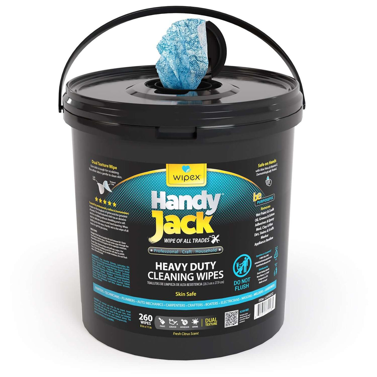 Wipex® Handy Jack® Heavy Duty Cleaning Wipes 260ct | Bulk Value Bucket