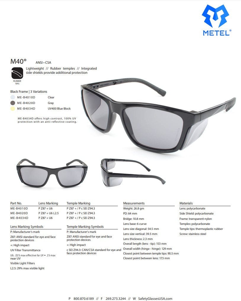 METEL M40 Retro Safety Glasses