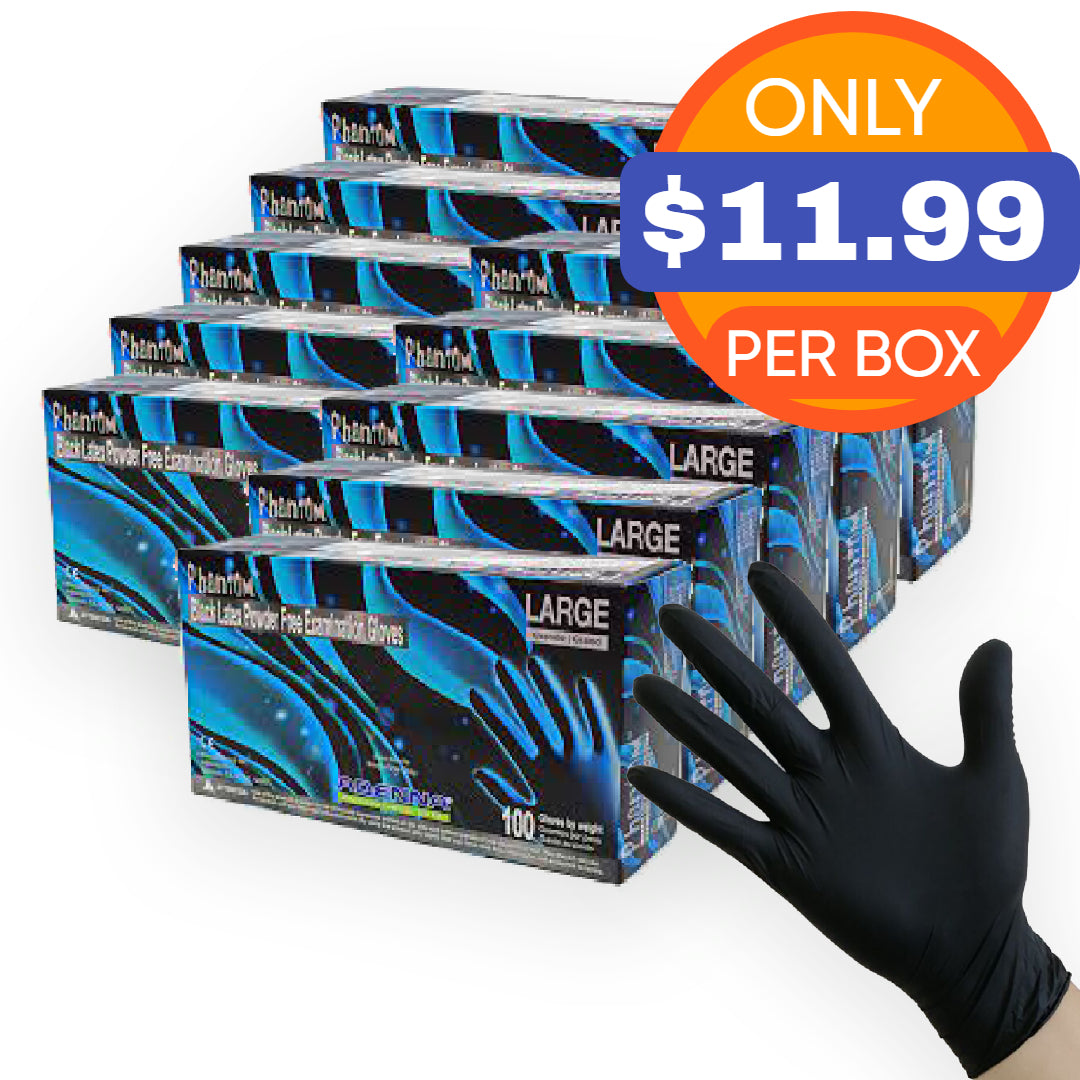 Phantom Black Nitrile Gloves - Exam Grade, Powder Free (3.5 Mil) 1,000 Gloves