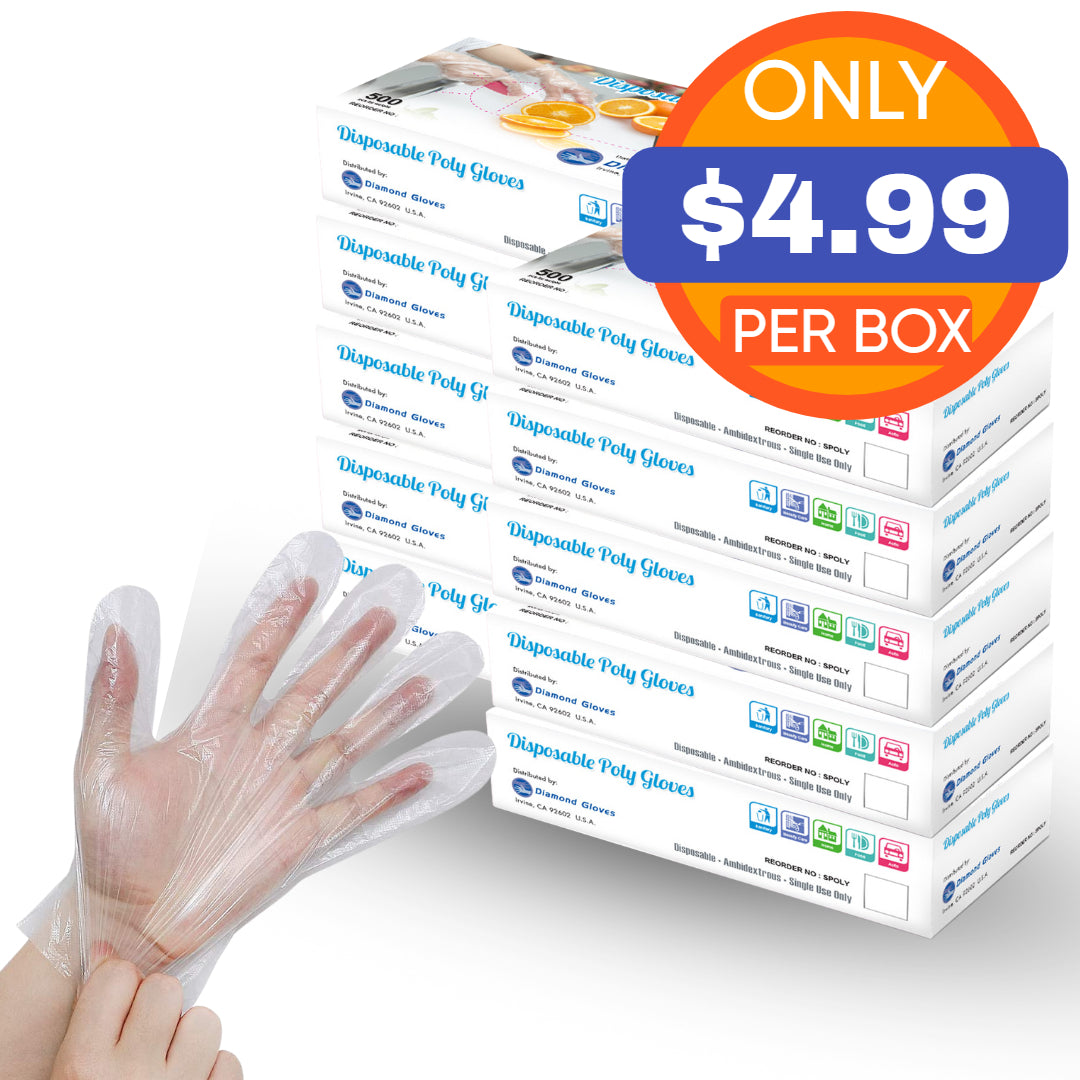 Disposable Poly Gloves Powder Free Multi-Purpose Polyethylene Gloves, 5,000 Gloves