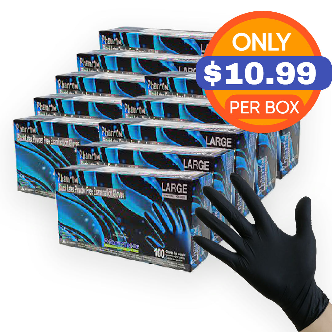 Phantom Black Nitrile Gloves - Exam Grade, Powder Free (3.5 Mil) 1,000 Gloves