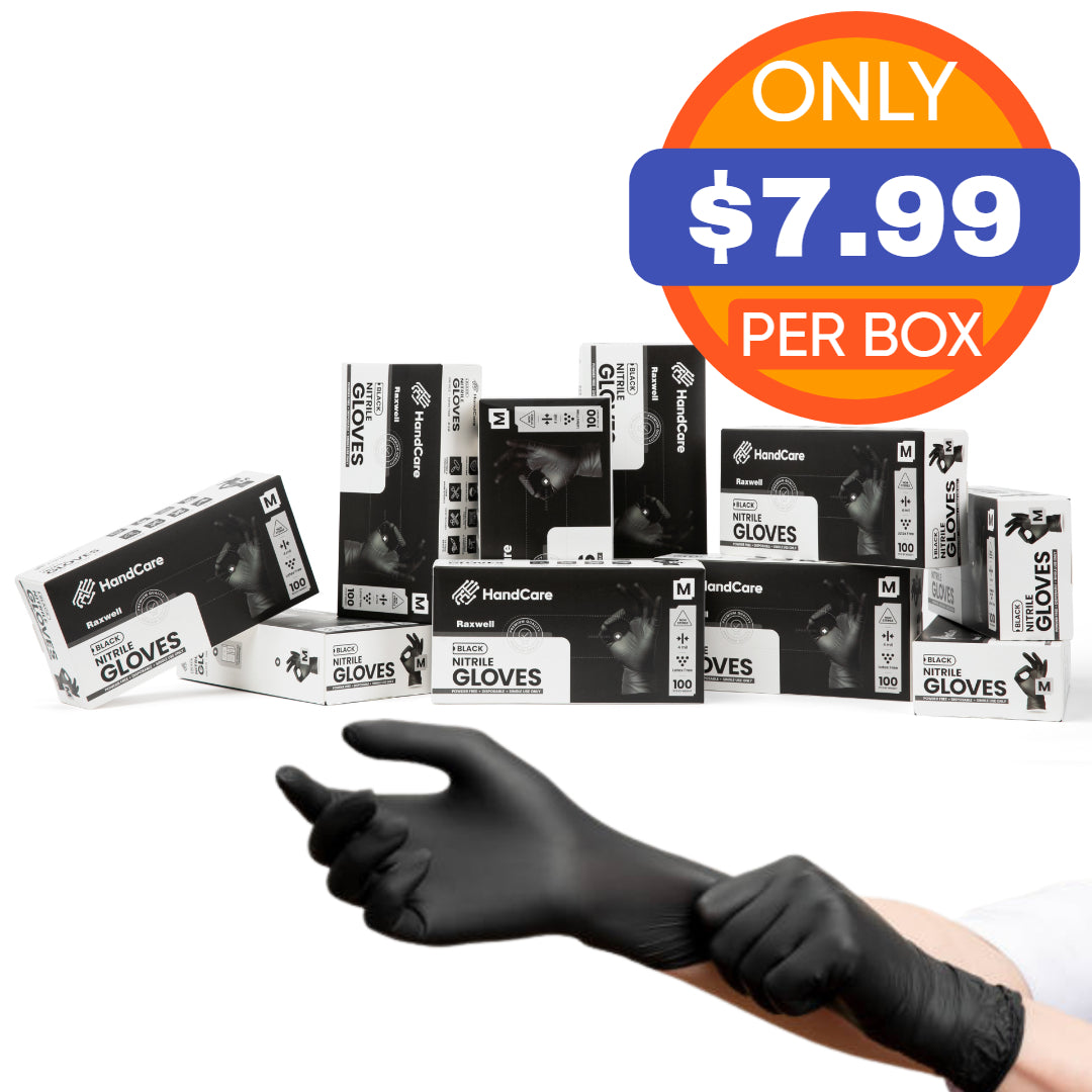 HandCare Black Nitrile Gloves - Exam Grade, Powder Free (4 Mil) - BOGO 25% OFF