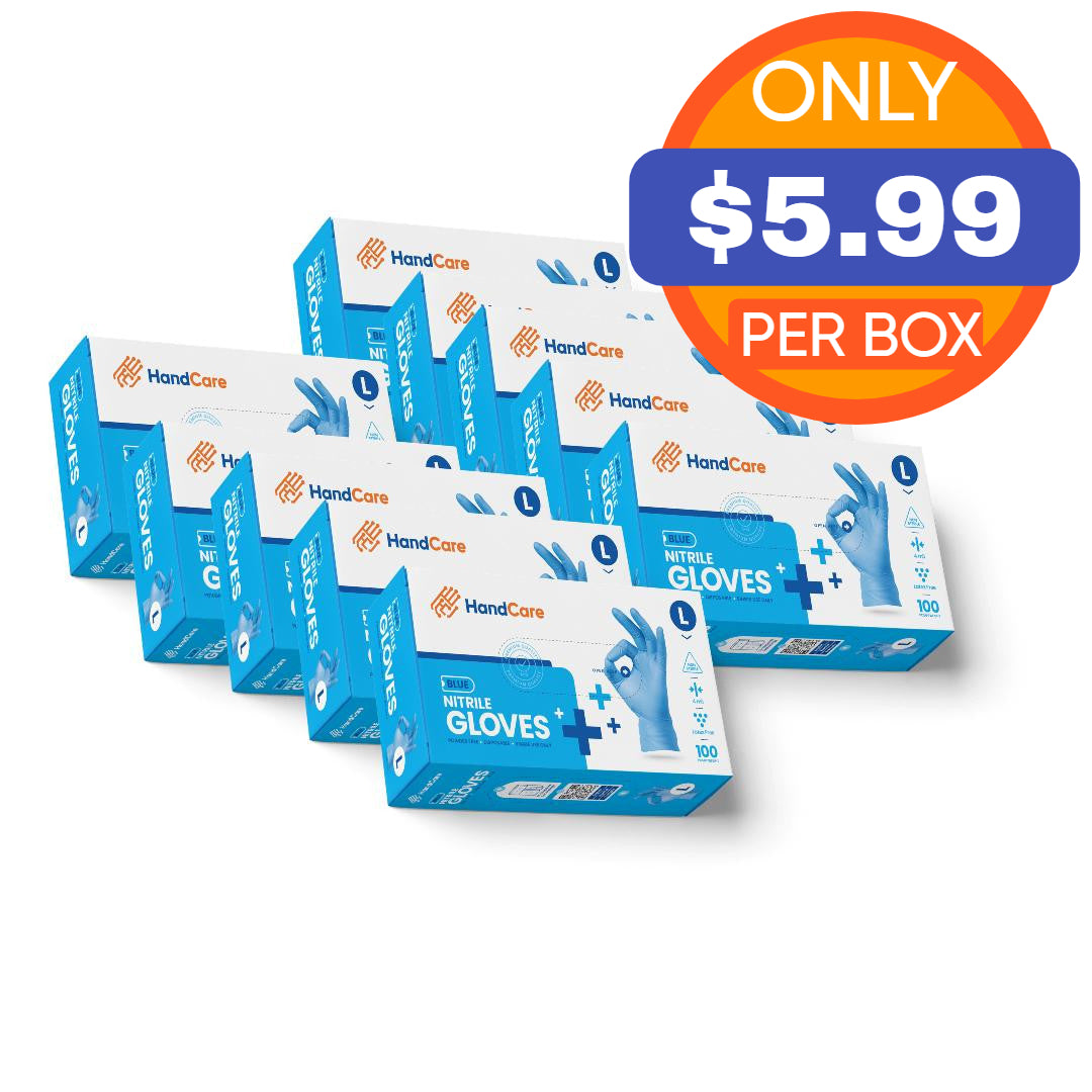 HandCare Blue Nitrile Gloves - Exam Grade, Powder Free (4 Mil), 1,000 Gloves - BOGO 25% OFF