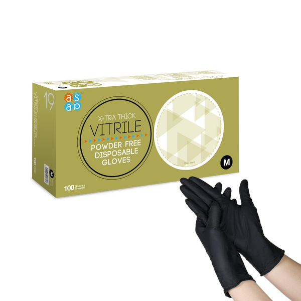 ASAP Black Synthetic Nitrile Gloves (4 Mil), 1,000 Gloves —