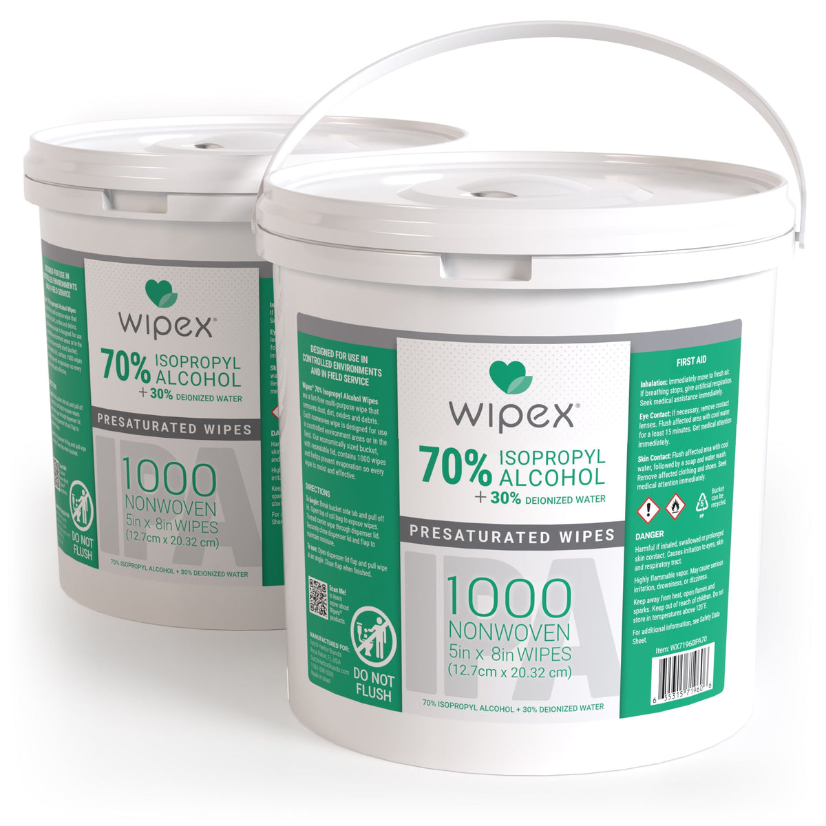 Wipex® Bulk Isopropyl Alcohol 1000 Wipes Per Bucket | High Purity | Commercial/Industrial Grade