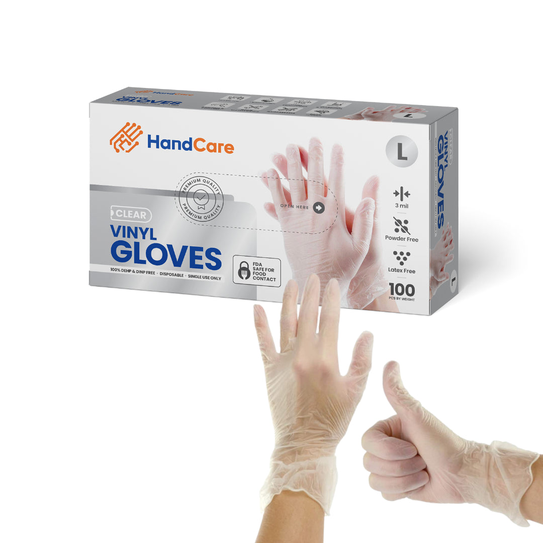 Vinyl exam gloves full case size store large