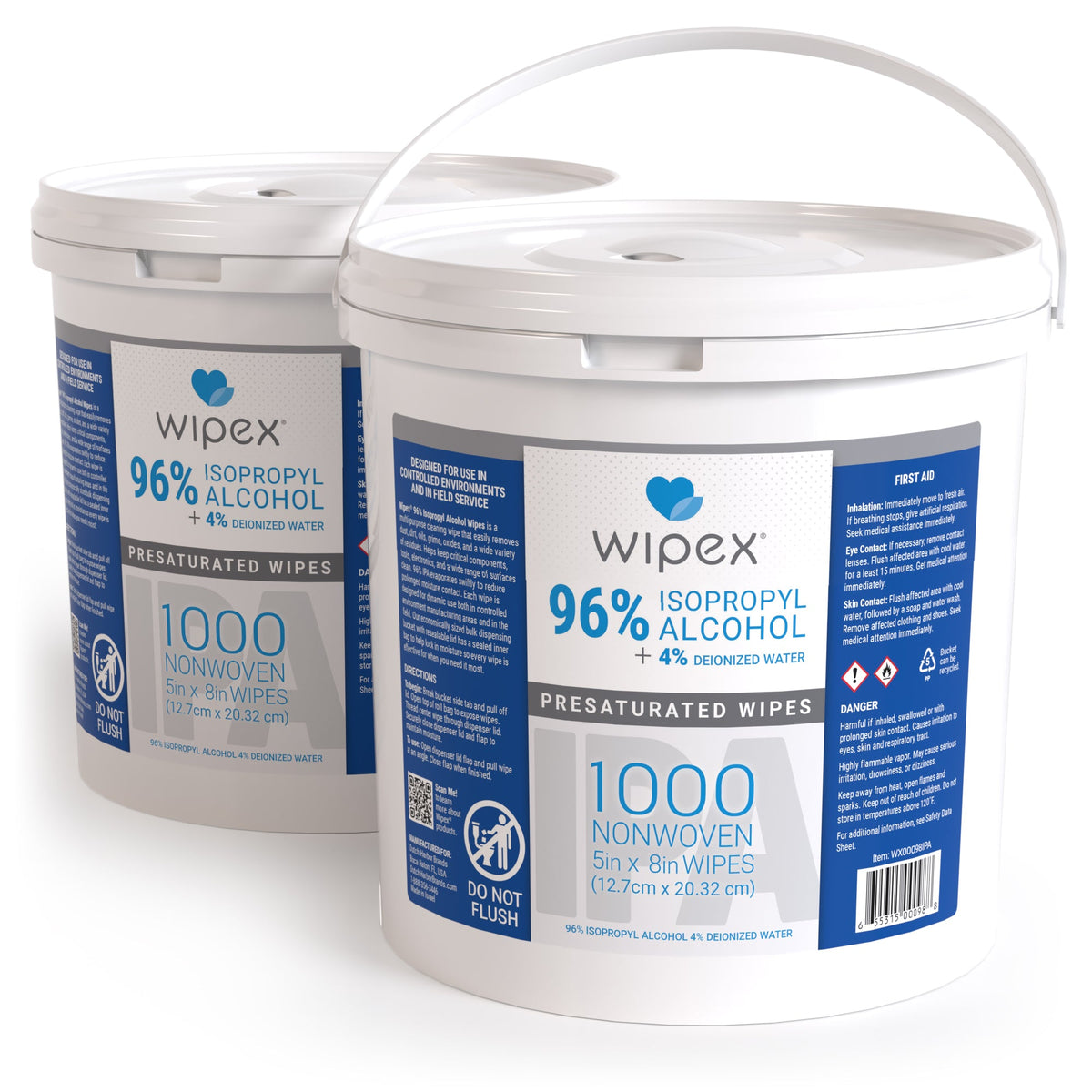 Wipex® Bulk Isopropyl Alcohol 1000 Wipes Per Bucket | High Purity | Commercial/Industrial Grade